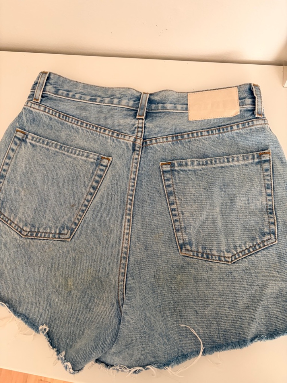 GRLFRND Light Blue Distressed High-Rise Denim Shorts - Picture 3 of 4